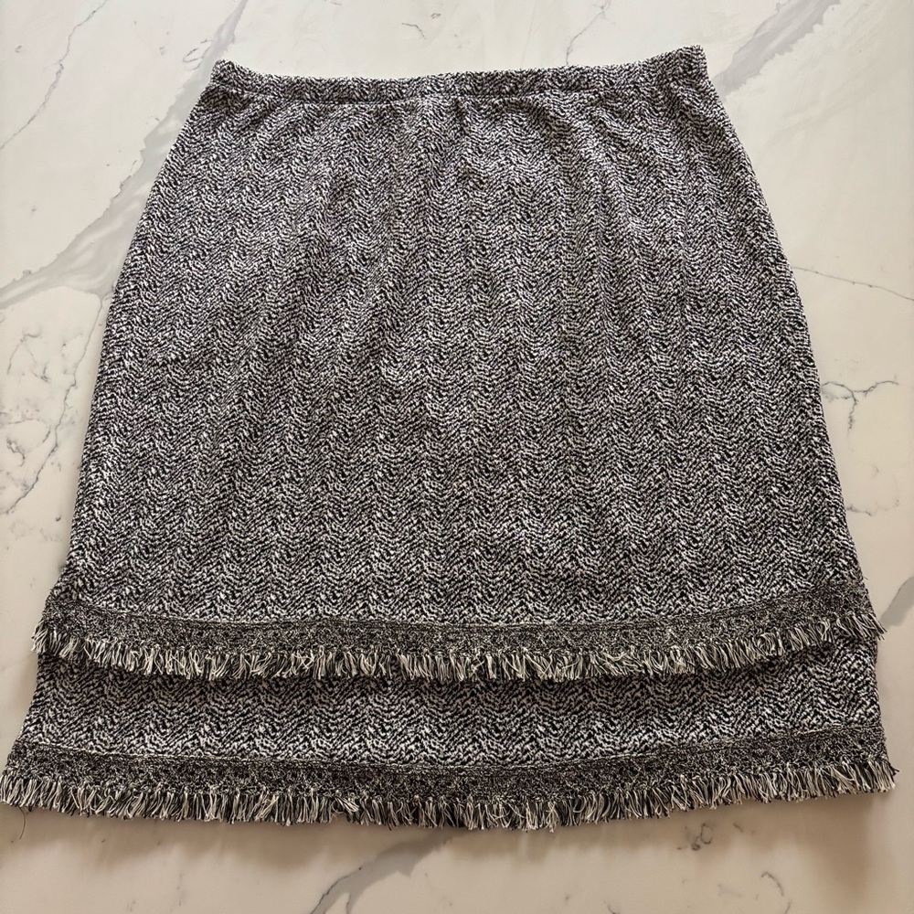 Elegant Black and White Fringe Skirt